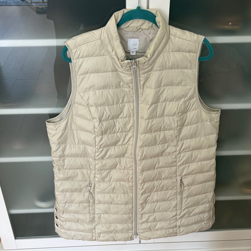 J. Jill Cream Quilted Down Puffer Vest, tunic length - XL